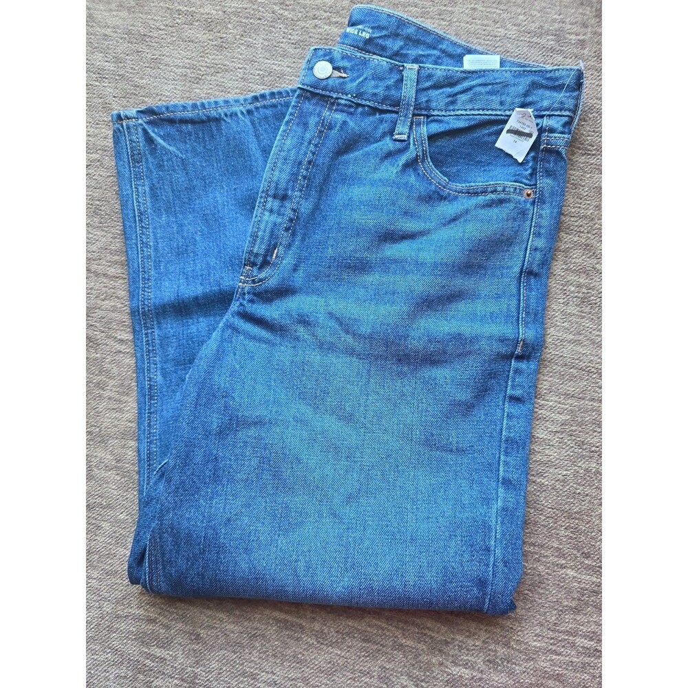 Old Navy Extra High RiseWide Leg Jeans Women Size 14 Blue Denim